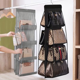 8 Pocket Bag Storage Hanging Bag, Hanging Household Closet Storage Rack, Hanging Tote Storage Rack, Storage Bag Dust Bag, Space Saving Closet Tote Bag With Folding Design - Items: 8 Pockets - Black