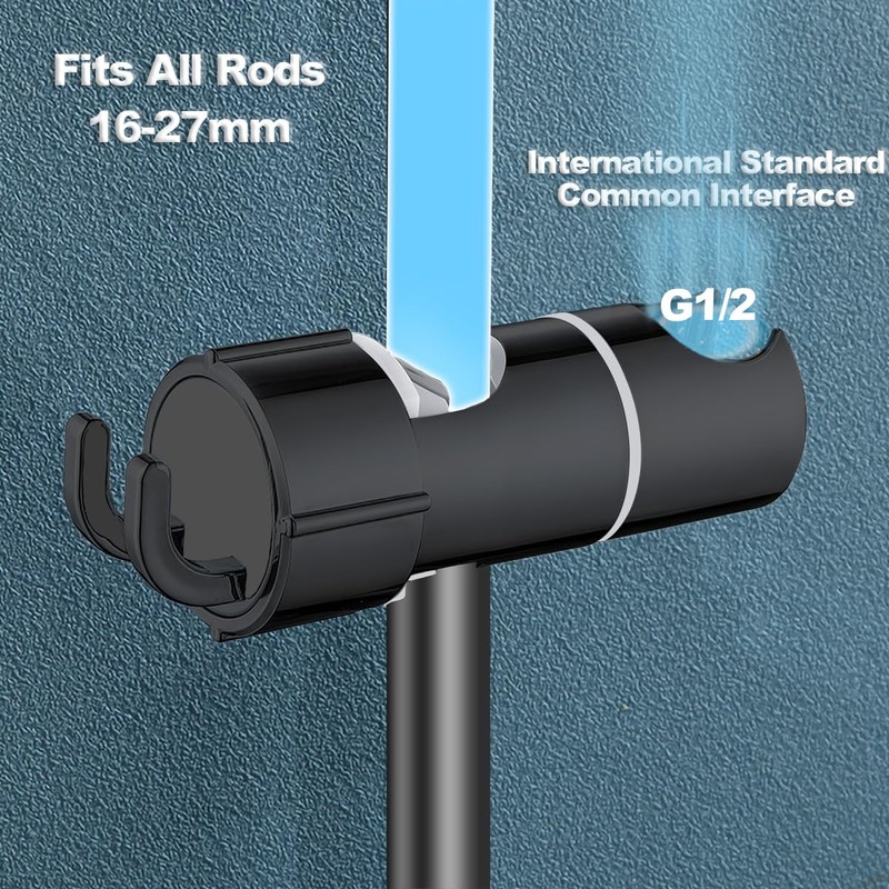 Shower Head Holder for Shower Rail with 2 Hooks, Hand