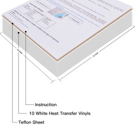 JANDJPACKAGING White Heat Transfer Vinyl HTV Bundle 10"x12"- 10 Pack of Premium White HTV Sheets - Iron On Vinyl for T-Shirt Best HTV Vinyl for Silhouette Cameo,Cricut