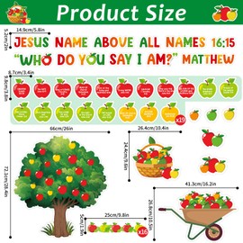 Apple Tree Bulletin Board Decorations Set Nativity Bulletin Board Names of Jesus Religious Cutouts for Sunday School Bible Classroom Door Christian Welcome Bulletin Board Craft Home Wall(Apple Jesus)