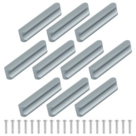 HonGien 10 Pack Grey Kitchen Drawer Handles, Flat Cabinet Handles, Long Cupboard Handles, Bar Pulls with Screws for Cabinets, Wardrobes, Display Cabinets (80mm)