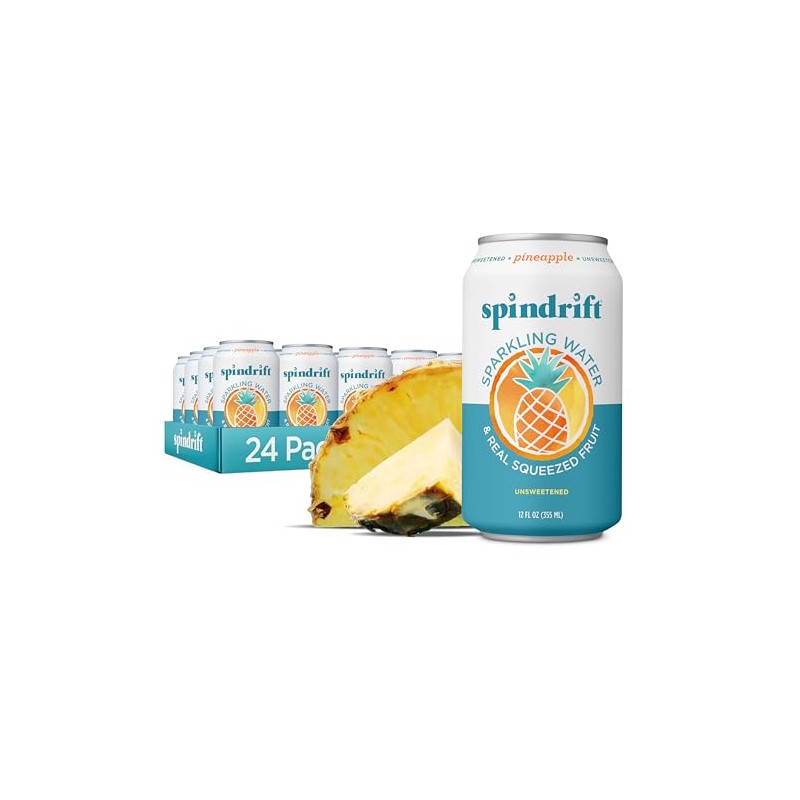 Spindrift Pineapple Sparkling Water Can 12 Ounce (Pack of 24)