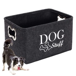 wpetle Dog Toy Bin Box Basket Storage，Pet Toy Basket Bin Box For Dog Toys，Dog Toy Baskets With Metal Handles - Collapsible Felt Pet Bin Basket For Dogs