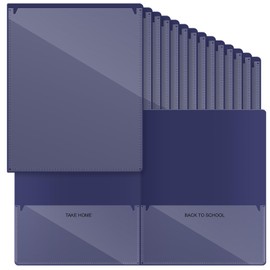 Henoyso 48 Pcs Folders Take Home Heavy Duty 2 Pocket Homework Folder for Students Parent Teacher Communication, 11.8 x 9.45 Inch (Navy Blue)