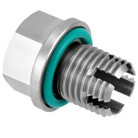 QWORK Stainless Steel M14.1-1.5 x 15mm Oversize Oil Drain Plug, Self Tapping Oil Pan Thread Repair Kit with Hex Key, O-Rings, and Copper Gaskets