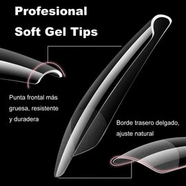 OBP Soft Gel Tips Para Uñas 240 Piezas Diferentes Modelos y Tamaños Uñas Postizas (MOH-04, TRANSPARENTE)