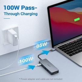 HOPDAY USB C Docking Station, 10 Ports USB C Hub Dual Display with 4K HDMI, and USB C Dongle for MacBook Pro/Air （PD 100W,USB 3.0 5Gbps,SD/TF Card Reader）