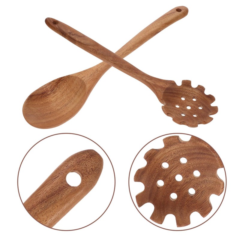 MAGICLULU 2pcs Long Handle Cooking Spoon Heat-Resistant Utensils for Stir-Frying