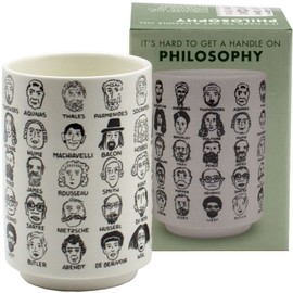 The Unemployed Philosophers Guild It's Hard to Get a Handle on Philosophy - Porcelain Handleless Tea Cup Featuring 60 Illustrated Portraits of Western Philosophers, Comes in Fun Box, 9 oz.
