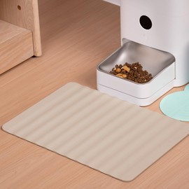 Li&Zhao Pet Food Mats for Your Dog or Cat with Food and Water, Dog Bowl Mat Waterproof, Foldable Silicone Mat, Safe and Soft Silicone Mat, Gift for Your Little Friends(Beige)