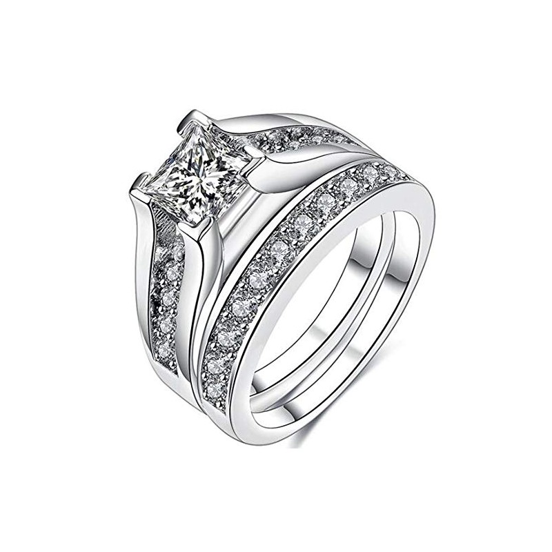 JUDE 925 Sterling Silver Princess Cut Wedding Engagement Bridal Ring