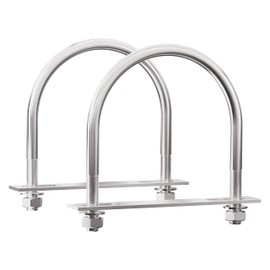 FOCMKEAS 2 Sets 304 Stainless Steel Round Bend U-Bolts 2.24"(57mm) Inner Width 3.31"(84mm) Length M8 with Nuts, Frame Plate, Washers, Accessories for Boat Trailer Axle Sailboat Trailer