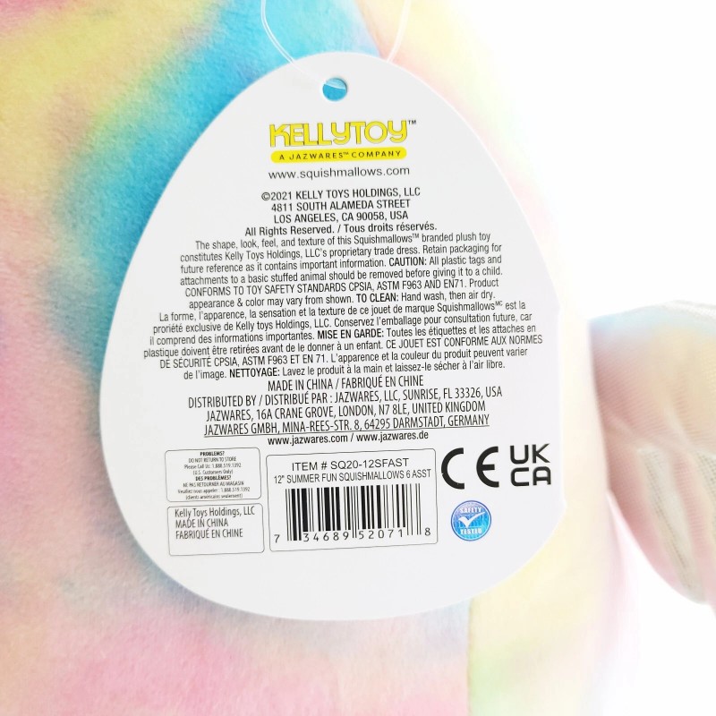 Kellytoy Squishmallows Lucy-May the Unicorn 12" Summer Fun Tie-Dye Plush