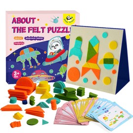 Felt Story Board for Toddlers, Geometric Pattern Block Flannel Craft Puzzle Kit, Learning & Education DIY Toy for Children, Imagination & Creative Activity, Travel Play Set for Boy Girl