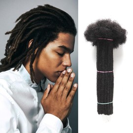 Shoobidoo 6 Inch Dreadlock Extensions Human Hair 100% Real Human Hair 30 Strands 0.6cm Handmade Crochet Braiding Hair For Men/Women Natural Black Color (6 inch, 1B)