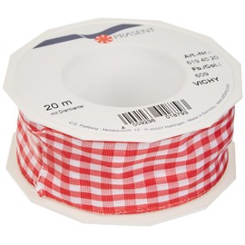 Präsent 1-Piece 40 mm - 20 m Vichy Wired Checked Taffeta, Red/ White