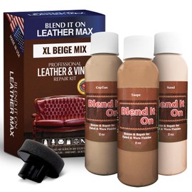 Blend It On XL Leather/Vinyl Repair Kit Now with 6 Ounces for Furniture, Jacket, Sofa, Car Seat, Boots, Easy Instructions to Match Colors, Restore Any Material No Mixing Chart Needed (Beige Mix)