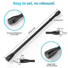 ZealSound Upgraded Metal Hose Arm, 13 inch Flexible Gooseneck Stand, Heavy Duty Extension for Microphone, Mic Floor Stand, Phone Holder, Makeup Mirror, 5/8" Thread