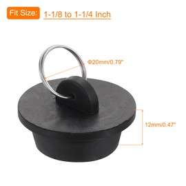 uxcell 2pcs Rubber Drain Stopper with Hanging Ring, Bathtub Drain Plug Fits 1-1/4 Inch to 1-3/8 Inch, Rubber Sink Stopper Drain Plug for Bathtub, Kitchen and Bathroom, Black
