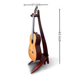 GIVEROO Wooden Guitar Stand Handmade Solid Semi-curved Design Wood Stand Floor, Best for Acoustic guitars, Classical guitars, Banjos, Mandolins (Walnut Color)