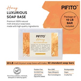 Pifito Honey Melt and Pour Soap Base (10 lb) │ Bulk Premium 100% Natural Glycerin Soap Base │ Luxurious Soap Making Supplies