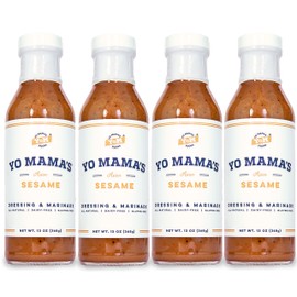 Gourmet Natural Asian Sesame Dressing and Marinade by Yo Mama's Foods - Pack of (4) - Low Carb, Low Sodium, Vegan, and made from Real non-GMO Tamari!