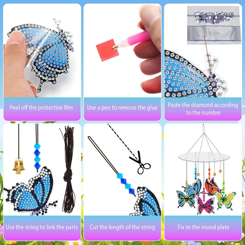 Dadabig Diamond Painting Sun Catcher Wind Chime Craft Set, Diamond