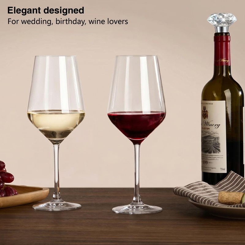 ANBFF Crystal Wine Glasses Set of 2-21oz Hand Blown Long