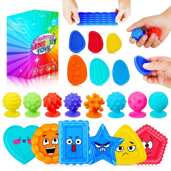 Fidget Toys Sensory Stone for Kids: 20 Pack Textured Soft
