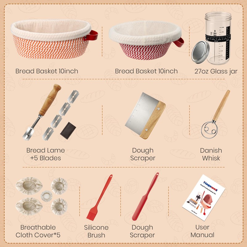 Sourdough Starter Kit, Banneton Bread Proofing Basket, Sourdough Bread Baking
