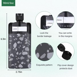 ASEVAT 3 oz/6 Pack Leak Proof Empty Squeeze Pouches, Refillable Travel Pouches for Toiletries Portable, Travel Fluid Makeup Packing Bag for Lotion Shampoo Face Cream Hand Soap