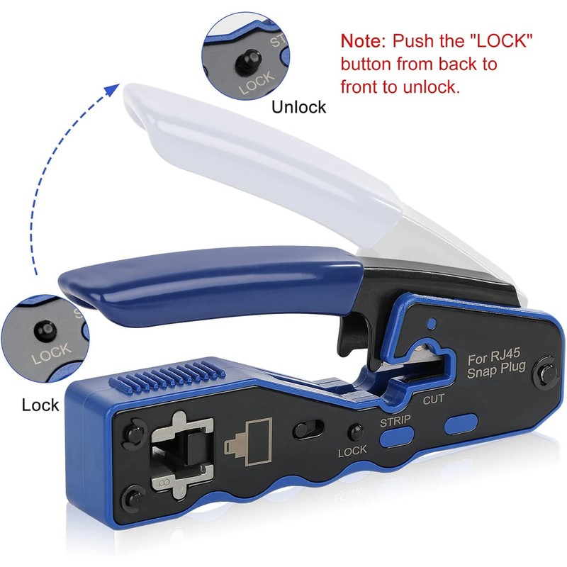 RJ45 Crimp Tool Kit 8P8C Modular Connectors Wire Stripper Pliers