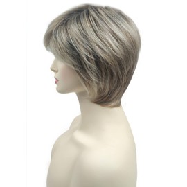 Royalfirst Short Black Root Ombre Blonde Mixed Color Synthetic Wigs for Women Heat Resistant Wigs