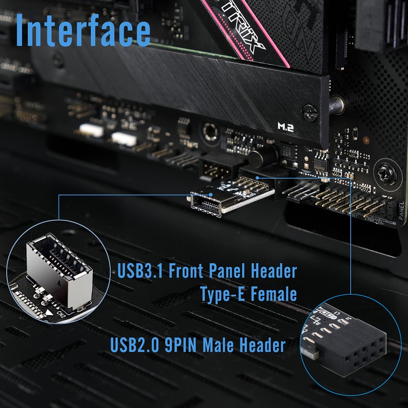 EZDIY-FAB USB 2.0 Internal Header (9-Pin) to USB 3.1/3.2 Type-C