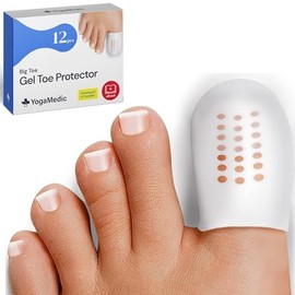 YOGAMEDIC Big Toe Protectors - 12 Pieces Cuttable Toe Separators for Women & Men, Ingrown Toenail Treatment - Gel Hammer Toes Caps Blister Bandages for Feet - Rubbing, Corns Removers for Toes Spacers