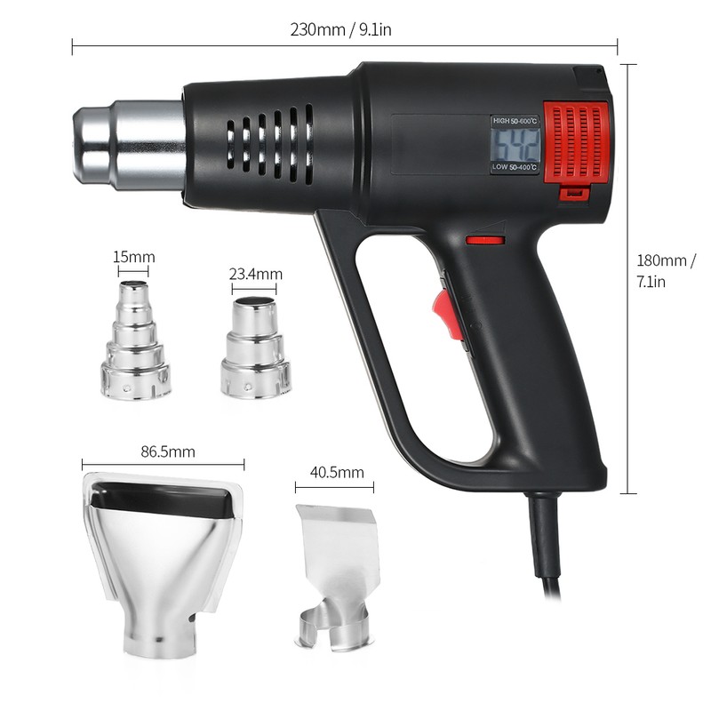 Geevorks 2000W Industrial Fast Heating Hot Air Gun LCD Digital