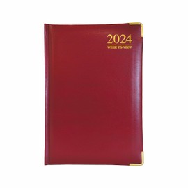 G4GADGET G4 2024 A5 Week to View Hardback 70gsm Paper Diary for Office, Office and Home - Red