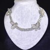 YBMYCM Butterfly Cuban Necklace Crystal Collars Cuban Link Chain Iced