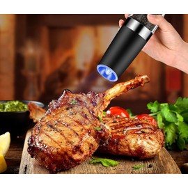 Super Smith Pepper and Salt Grinder Set with Automatic Electric Shakers, Adjustable Coarseness, LED Light, Black, 7.9*2.5inch, mdl-45