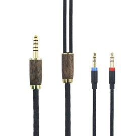 ABLET 4.4mm Balanced Cable Compatible with Hifiman Sundara, Ananda, Arya, HE400SE, HE4XX, Edition XS Headphone Dual 3.5mm Male 6N OCC Copper Silver Plated Cord Walnut Wood Shell 10ft