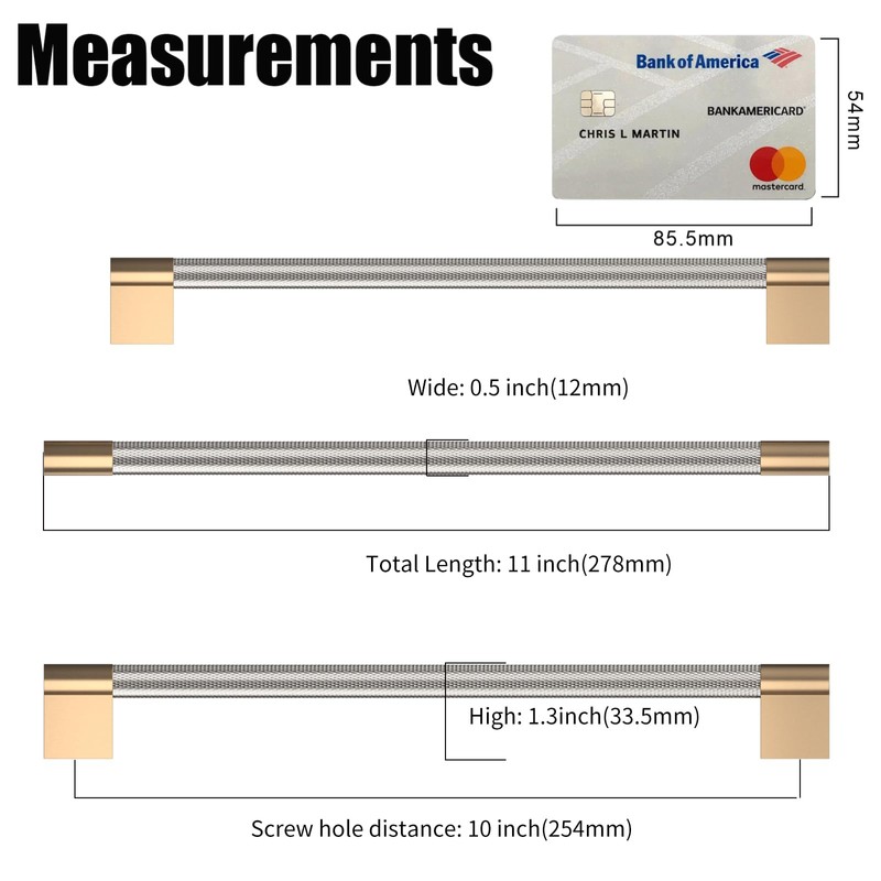 Coinkoly 10 Pack 10"(254mm) Brushed Satin Nickel and Champagne Bronze