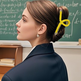 Yellow Pencil Hair Clips for Women, Back to School Hair Claw Clip, Cute Metal Teacher's Day Hair Accessories, Funny Pencil Hair Barrettes for First Day of School