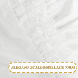 Homechoice Decor Elegant Off White Shower Curtain with Handmade Ruffles and Lace Trim, 72" x 72" Soft Microfiber Shower Curtains for Boho, Farmhouse, and Vintage Bathroom Decor, Machine Washable