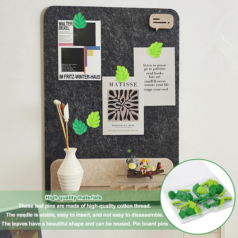 Leaves Push Pins, 50 Pcs Green Leaf Thumb Tacks Decorative