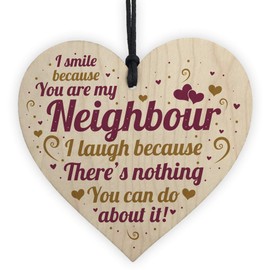 RED OCEAN Best Neighbour Funny Wooden Heart Birthday Christmas For Best Neighbour Friendship