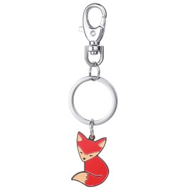 Cute Keychain Pendant Men Women Bag Hangings Key Ring Animal Shape Style Keychain Novelty Metal Enamel Orange Fox Keyring Charmed Gifts Key Ring for Children, orange