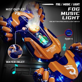 Stunt Drift RC Car,Remote Control Car Toys for Ages 5-7-12,with Lights Music Spray,4WD 360° Spins All Terrains Kids Toys Car, 4 5 6 year old boy birthday gift and 3-12 Best Ideas Gift for Boys Girls