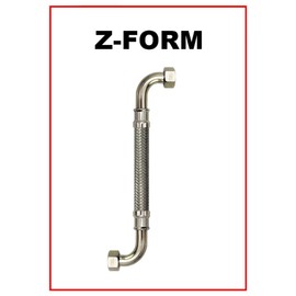 Flexible Hose Nut Bend x Nut Bend Stainless Steel Reinforced Hose Connection Hose Sanitary Tap Hose Domestic Waterworks Made in Italy (3/8 Inch x 1/2 Inch - 300 mm - Z Shape)