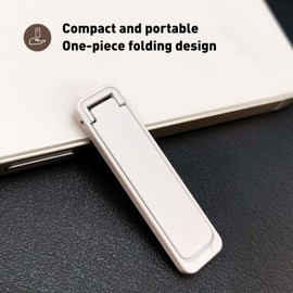 [2 Pack] Mini Phone Kickstand White Baking Paint Cell Phone Stick Stand, Folding Invisible Portable Metal Cell Phone Stand Holder for Desk