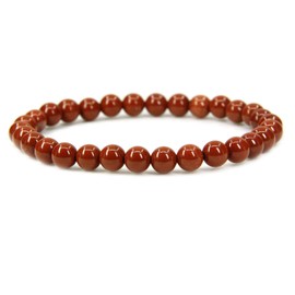Angelstones Natural Red Jasper Gemstone 6mm Round Beads Stretch Bracelet 7" Unisex